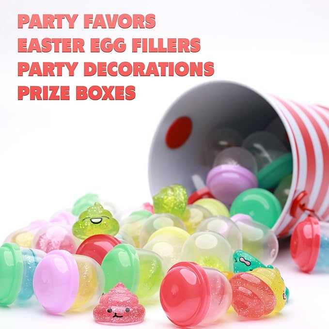Entervending Unicorn Poop Mini Toys in Capsules - 100 Pcs of 1.1 Inch Acorn Capsule and Unicorn Toy Poop for Kids - Plastic Capsules for Toys Bulk - Vending Machine Refill