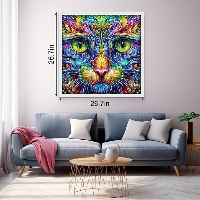 Cat Puzzles for Adults 1000 Pieces, Fantasy Animal Kitten Abstract Art Puzzle, Colorful Funny Cat Puzzle Kitty, Impossible Hard Challenge Jigsaw Puzzle for Adults
