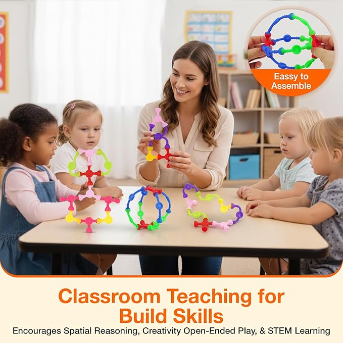 Kids Stem Sensory Building Toys - 50pcs Fine Motor Skills Toys for Toddlers, Educational Toy for Kid Activities, Travel Toy for Airplane, Car, ADHD
