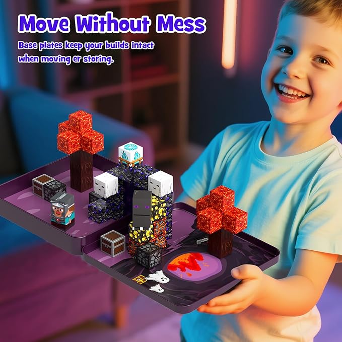Mini Magnetic Blocks, Magnetic Cubes Game with Iron Box 49 PCS Magnet Tiles Building Blocks Toddler Toy STEM Sensory Outdoor Creative Kids Travel Toys for 3+ Year Old