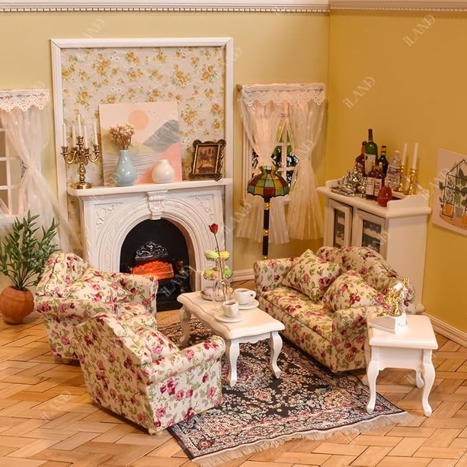iLAND Miniature Dollhouse Accessories on 1:12 Scale, Wooden Dollhouse Trims & Skirting Board & Moulding Cornice 17” Long 18pcs (Luxurious White)