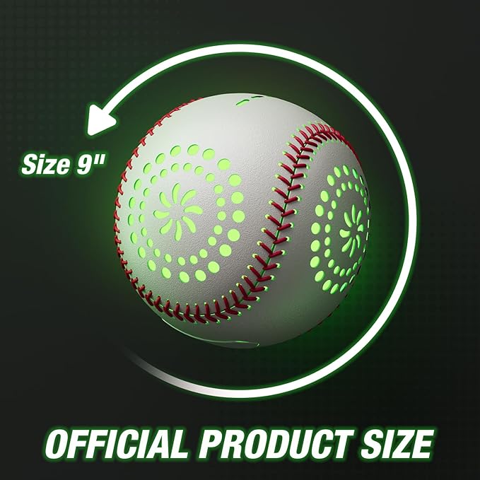 Kids Baseball Glove with Light Up Baseball/LED Rechargeable, 9 Lighting Modes Official Size Leather Weighted Glow Baseballs for Day Night, Sport Toys Games for Youth Boys