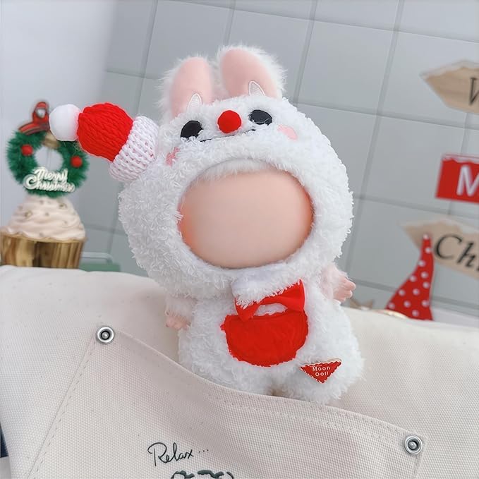 Christmas Clothes for Lu bubu 17cm Dolls(No Doll) Accessories,, Stylish Kawaii Festive Christmas Snowman Outfit Set 2 Pieces Suitable for 17cm Doll , Xmas Doll Clothing Set Replacement White