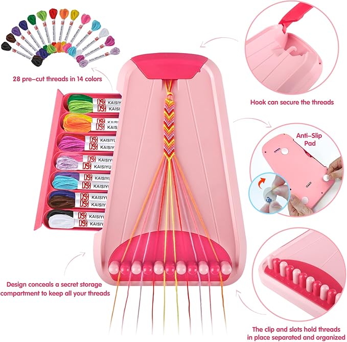 Friendship Bracelet Making Kit for Girls Ages 8-12, Kids Jewelry Making Kit with 28 Pre-Cut Threads and Letter Beads, Arts and Crafts for Kids, Birthday Easter Gifts for 6 7 8 9 10 11 12 Year Old