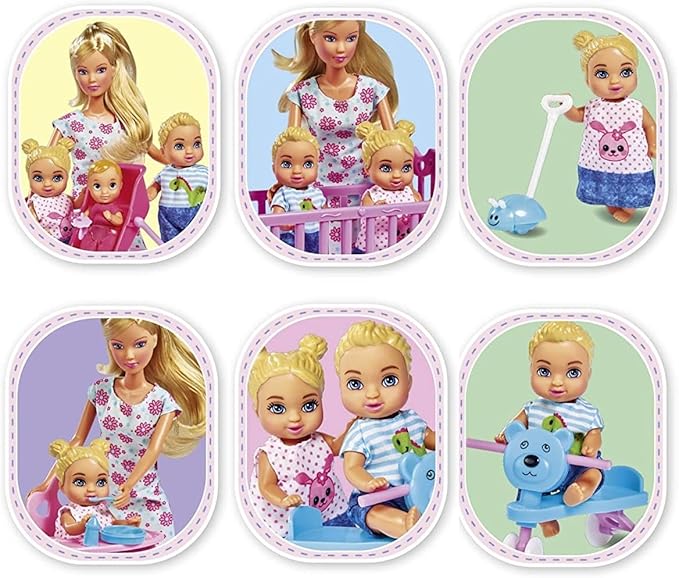 Simba Toys Steffi Love Baby World Set - Kindergarten Teacher Steffi Doll with Baby, Cot, Stroller, High Chair, and Bathtub, Ages 3+