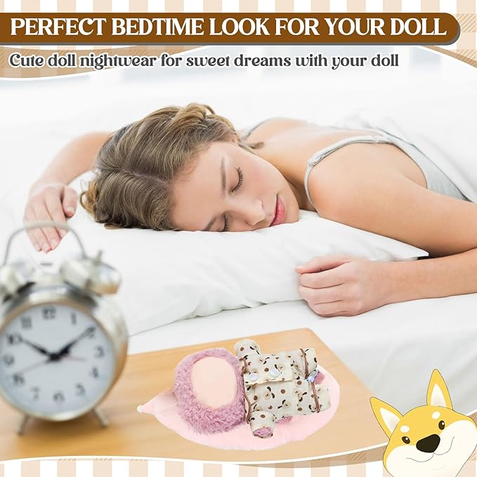 Simgoing 17cm Doll Clothes Pajamas Set with Pants Good Night Bedding Clothes Outfit Gifts Fits Most 17cm Dolls Accessories for DIY Dress up Lovers(Cute Dog)
