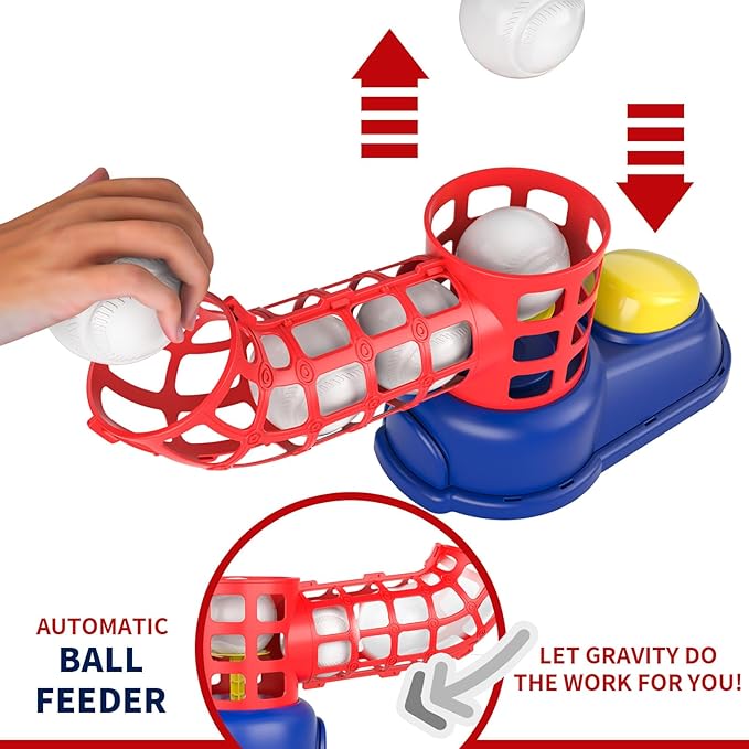 Bennol T Ball Set Toys for Kids 3-5 5-8, Kids Baseball Tee for Boys Toddlers, Auto Ball Launcher, Indoor Outdoor Outside Sports Tee Ball Set Toys Gifts for 3 4 5 6 Year Old Boys Toddler Kids