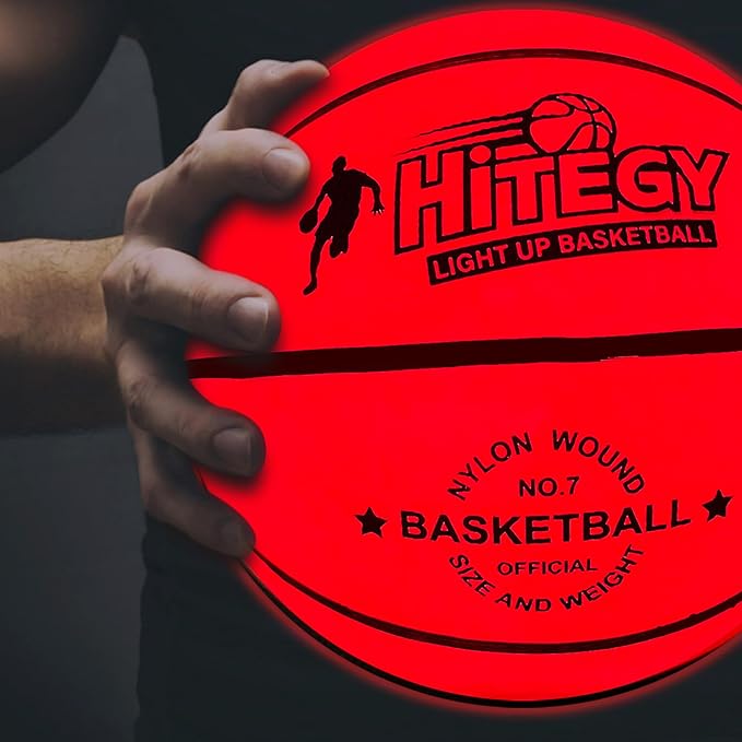 Rechargeable Glow in the Dark Basketball - USB Charging, Water-Resistant, Size 7, Impact Activated, Includes Pump & Charging Cable - Rechargeable Light Up Basketball (Orange, with Bag)