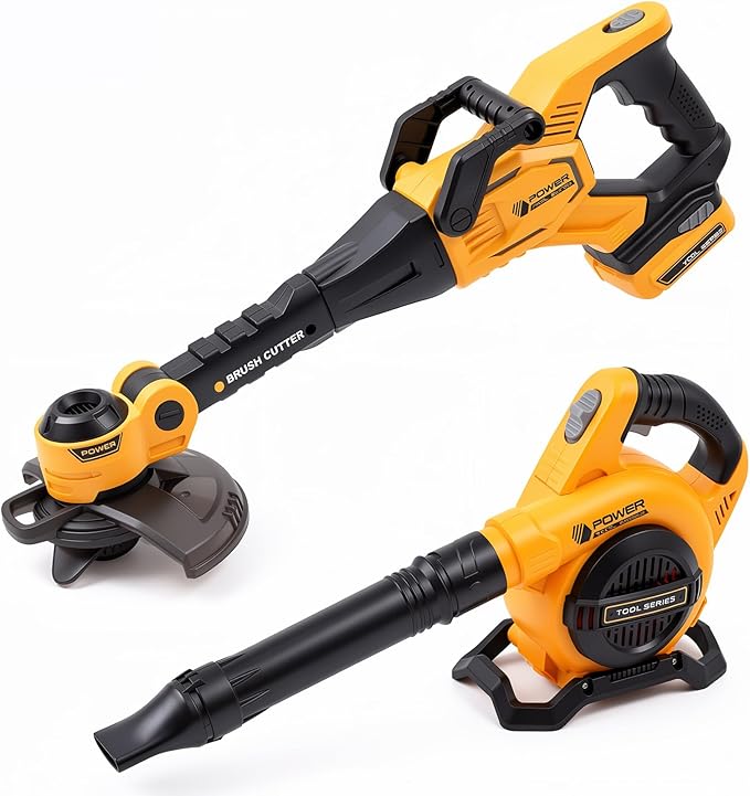 2 Pcs Toy Gardening Tool Set for Kids Toy Leaf Blower Weed Trimmer Play Set with Lights and Sounds Birthday Gifts for Christmas Boys Girls