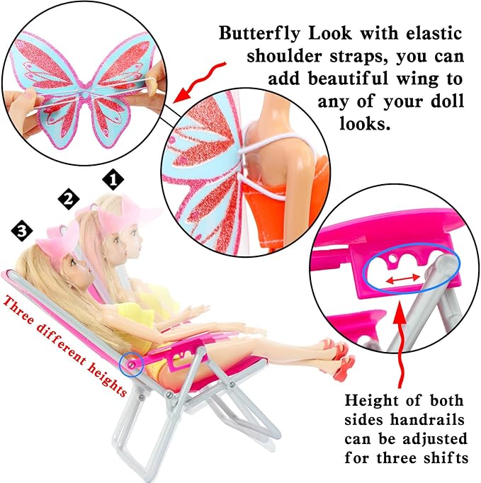 40 Psc Doll Swimsuits Set, Bikini Clothes and Accessories for 11.5 inch Girl Doll Beach Bathing Outfits, Fishtail Skirt, Beach Chair, Skateboard, 10 Pairs Shoes, Diving Suit and More