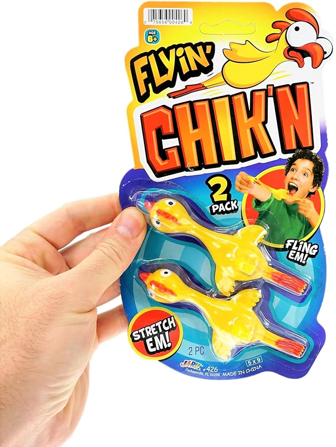 JA-RU Finger Slingshot Chickens (2 Packs 4 Units) Rubber Sling Chicken Flick Chicken Flying Chicken Flingers Stretchy Toys For kids Party Favors 426-2