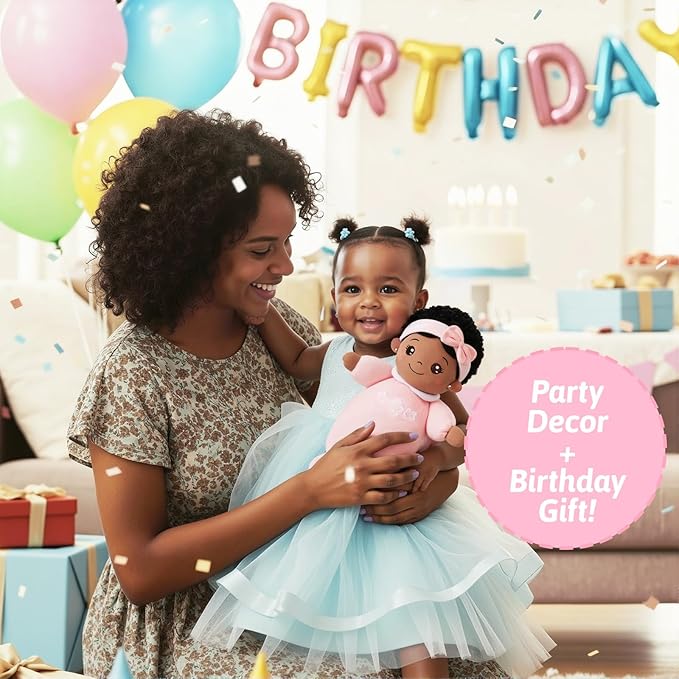 OUOZZZ 10" Black Baby Doll - 1 Year Old Girl Birthday Gifts First African American Baby Dolls for Toddler Girl Toys, Snuggle Buddy for Infants