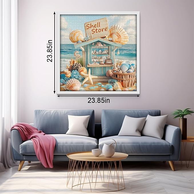 Seashells Puzzles for Adults 1000 Pieces, Beach Starfish Art Jigsaw Puzzles, Challenging Ocean Puzzle as Home Wall Art