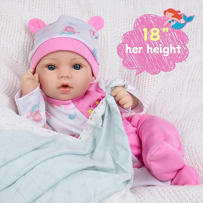 Aori Reborn Baby Dolls Girl Lifelike 18 inches - Realistic Newborn Baby Girls That Look Real, Premium Life-Size Collectible Doll for Preparents, Grandparents, Collectors
