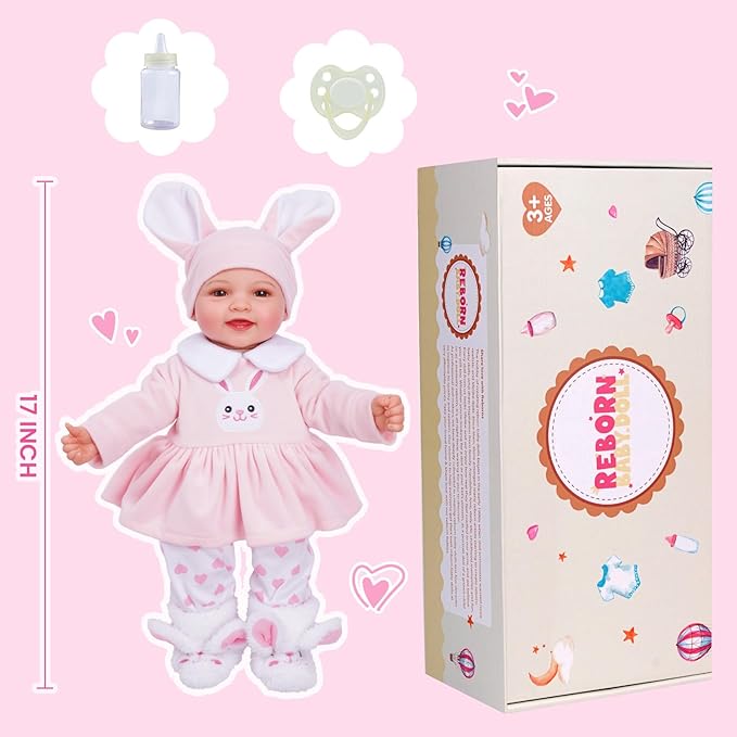 BABESIDE Baby Dolls Twins - 17'' Cute Soft Body Realistic Newborn Twin Dolls Real Life Baby Girl and Boy with Accessories 3+ Year Old Kids Gifts, Pretend Play, Collection