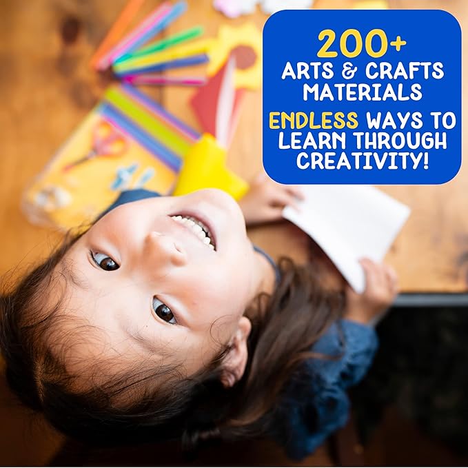 Made By Me! Ultimate Jar of Crafts, 200+ Piece Rainbow Craft Supply Bundle, Craft Supplies Starter Kit, Great Arts & Crafts Kit for Travel and On-The-Go, Perfect for Kids and Adults Ages 6+