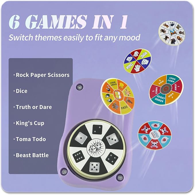 6 Games in 1 Spinner Toys for Party Rock Paper Scissors Kids Fun Christmas Toys White Elephant Gifts Party Game Fidget Toys for Teen Adult(Purple)