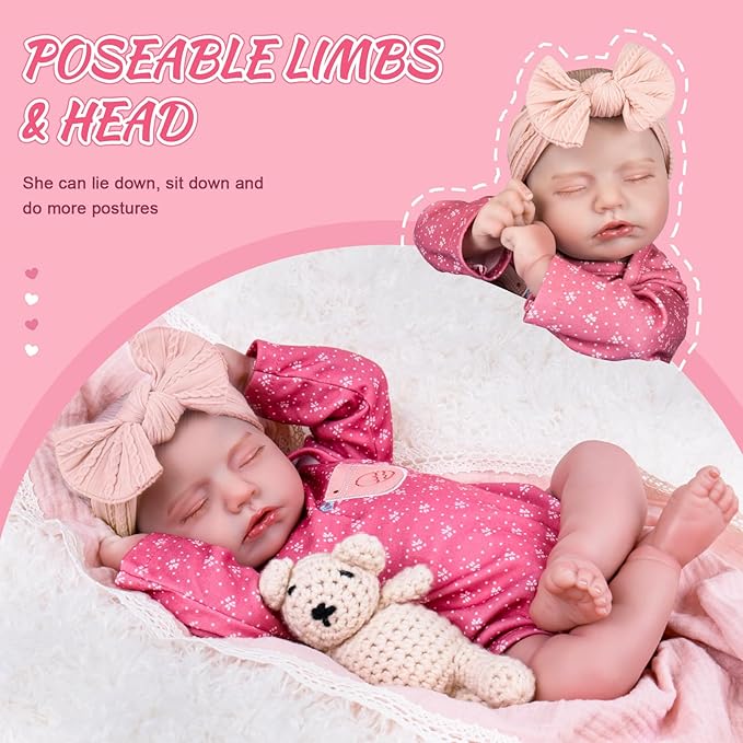 Aori Reborn Baby Dolls Girl - 20-Inch Realistic Real Life Baby Doll, Newborn Lifelike Real Looking Baby Girl with Soft Body, Great Gift Set for Kids, Parents-to-be, Grandparents