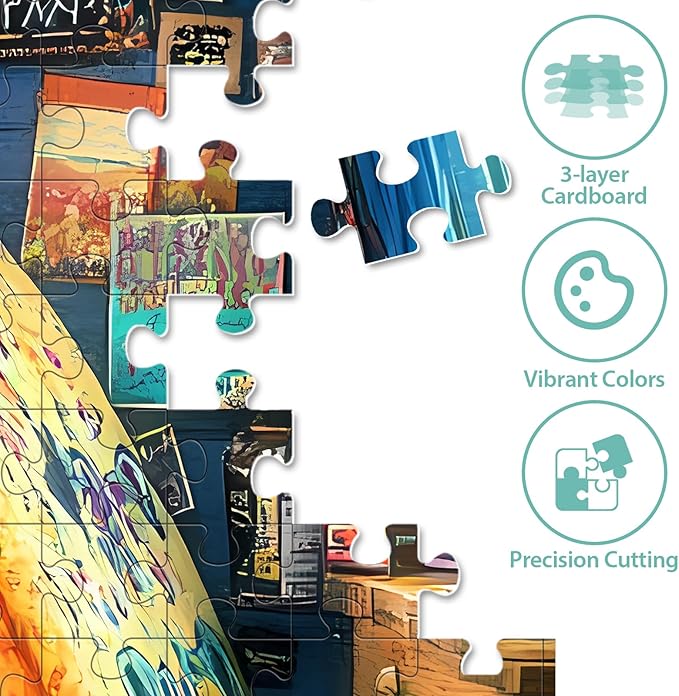 500 Piece Jigsaw Puzzle for Adults, Book Room Cat Puzzles 500 Piece for Adults Seniors- Challenging Puzzle Perfect for Game Nights - Fit Together Perfectly Finished Puzzles Size 20.5 x 15 Inch