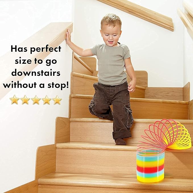 4.2 Inch Boxed Jumbo Rainbow Coil Spring Toy,Classic Giant Novel Magic Decompression Spring Toy,Great for Small Party Favor, Stocking Stuffers for Kids & Adults