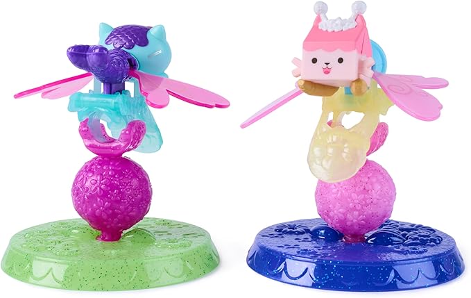 Gabby's Dollhouse Fairylandia, Baby Box & Mercat Flutter-riffic Fairy Rings 2-Pack with Display Stands, Kids Toys for Girls & Boys Ages 3 and Up