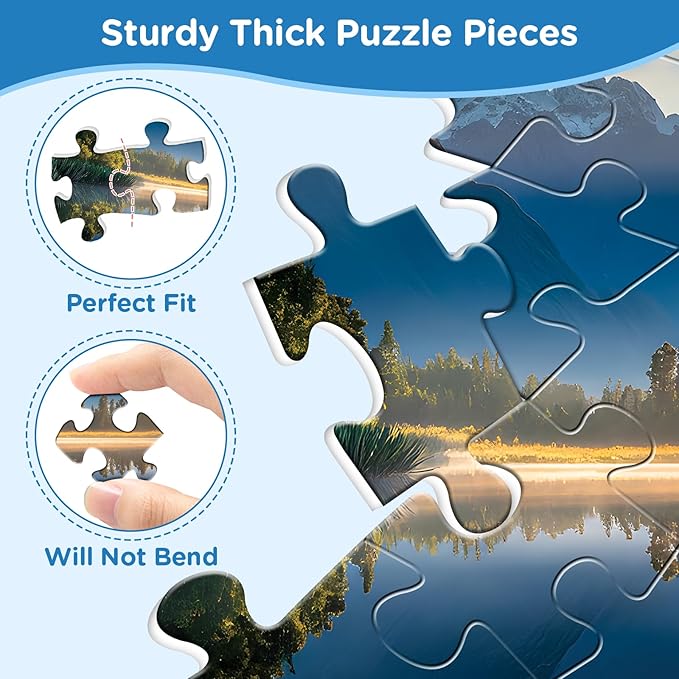 Puzzles for Adults 500 Pieces,Sunrise Nature Jigsaw Puzzles 500 Pieces,Lake Mountain Puzzles 500 Pieces Adult Funny Puzzle with Letters on Back Colorful Premium Cardboard Puzzle Gift