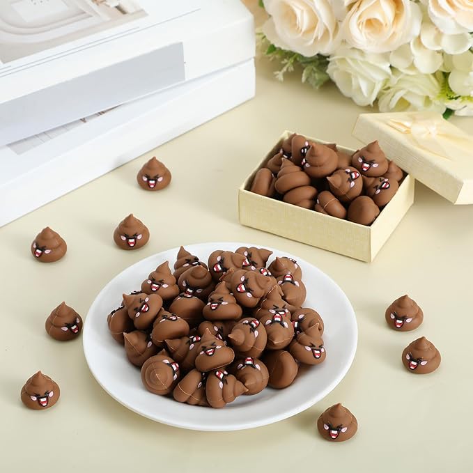 60 Pcs Tiny Poop Figurine Mini Expression Poo Statue Small Fake Poo Figures Poop for Gift Bag and Halloween Egg Fillers Hide and Seek Props Party Supplies Gifts (Brown)