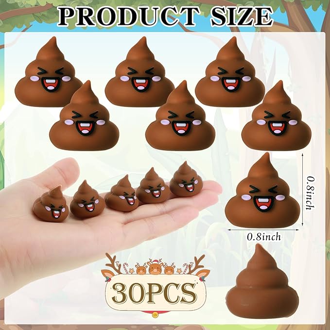 30 Pcs Tiny Poop Figurine Mini Expression Poo Statue Small Fake Poo Figures Poop for Gift Bag and Halloween Egg Fillers Hide and Seek Props Party Supplies Gifts (Brown)