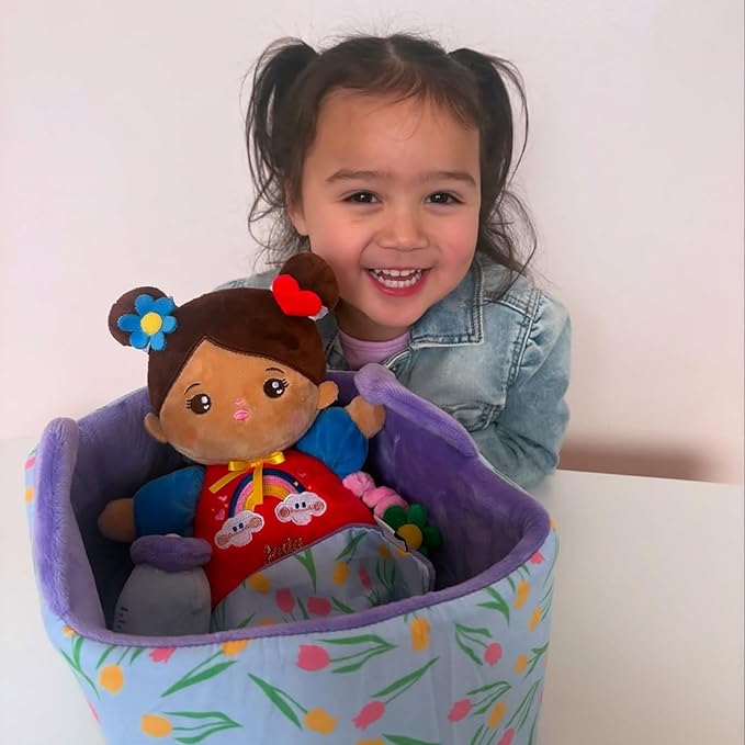 OUOZZZ 10" Soft Baby Doll Set, Hispanic Baby Doll Accessories Pretend Playset Doll for 2 Year Olds Girls Social Emotional Learning Birthday Gift for 2 Year Olds Girls