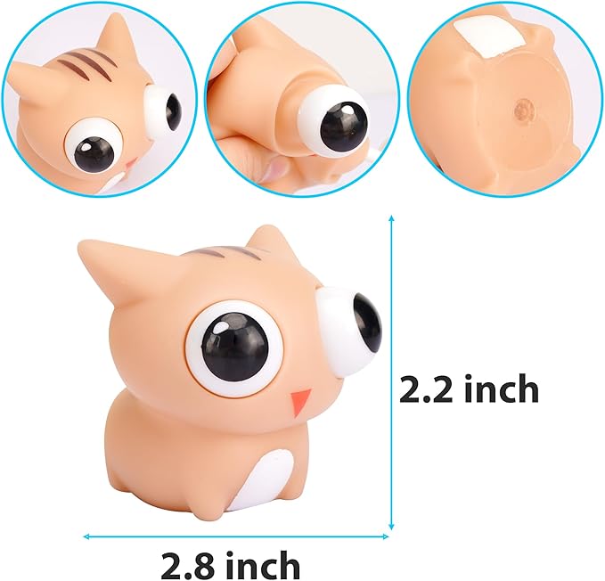 Animal Eye-Popping Squeeze Toys with Pop Out Eyes Stress Relief Toy Balls Fun Sensory Fidget Autism Toy Gifts for Kids Boys Girls 8 Pack