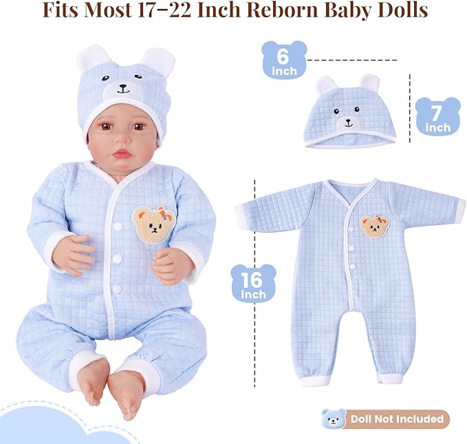 Babeside 4 Pcs Reborn Baby Doll Clothes Set – Soft & Washable Doll Clothes for 17-22 Inch Dolls, Perfect Reborn Babydoll Accessories for Kids, Gift-Ready Outfit Set