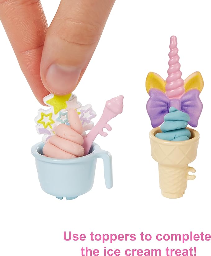 Barbie Careers Playset, Ice Cream Shop Set with Blonde Fashion Doll, Ice Cream Machine, Molds, Dough & Accessories