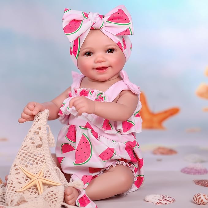 BABESIDE Lifelike Reborn Baby Dolls Sunny - 17Inch Realistic-Newborn Baby Doll Girl with Soft Vinyl Full Body, Smiling Poseable Real Life Baby Dolls with Complete Accessories for Kids Age 3+