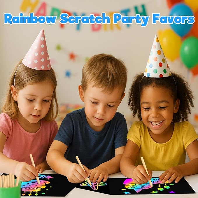 ZMLM Scratch Paper Art Crafts Kids Gifts, 100PCS Rainbow Scratch Paper Art for 3 4 5 6 7 8 9 Years Old Girls Boys, Arts and Crafts for Kids 4-6, Birthday Gifts Toys and Party Favors (Blue)