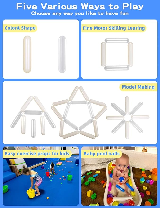 STARBOLO Ball Pit Balls for Toddlers - Pack of 250 Balls 5.12inches Long Balls Crush Proof Plastic Toy Balls for Toddlers Ball Pits, Ball Pit Play Tent, Baby Pool Water Toys(Beige Clear)