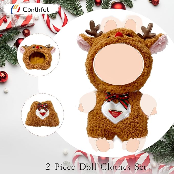 17cm Doll Clothes,Reindeer Outfit for Dolls Accessories,Clothes for Dolls Outfit,Christmas Clothes Set (No Doll)