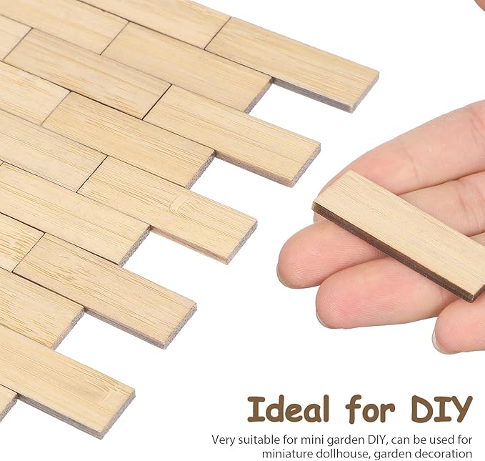 Toyvian 40 Pcs Miniature Dollhouse Flooring: Self Adhesive Floor Peel Boards Stickers, Mini DIY Flooring Wood Grain Tiles Doll House Accessories (Light Brown)