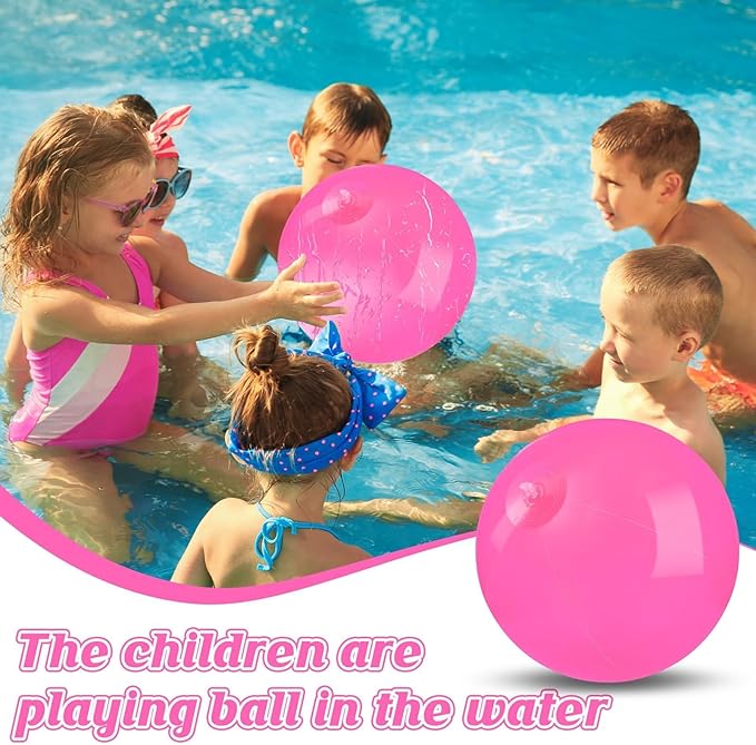 10 Pack Pink Beach Ball - 12Inch Blow Up Beach Ball Party Supplies for Kids, Inflatable Floating Balls for Summer Pool Parties, Outdoor Activities & Birthday Decorations(Pink)