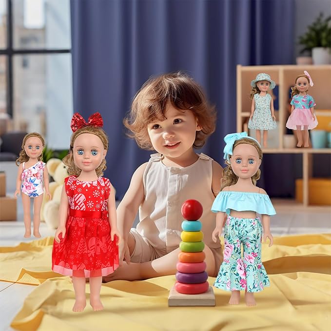 MSYO 10 Sets Doll Clothes Set for 17 - 18 Inch Dolls, 20 Pcs Fashion Outfits with Dresses & Accessories, Cute Doll Costumes for Girl Dolls