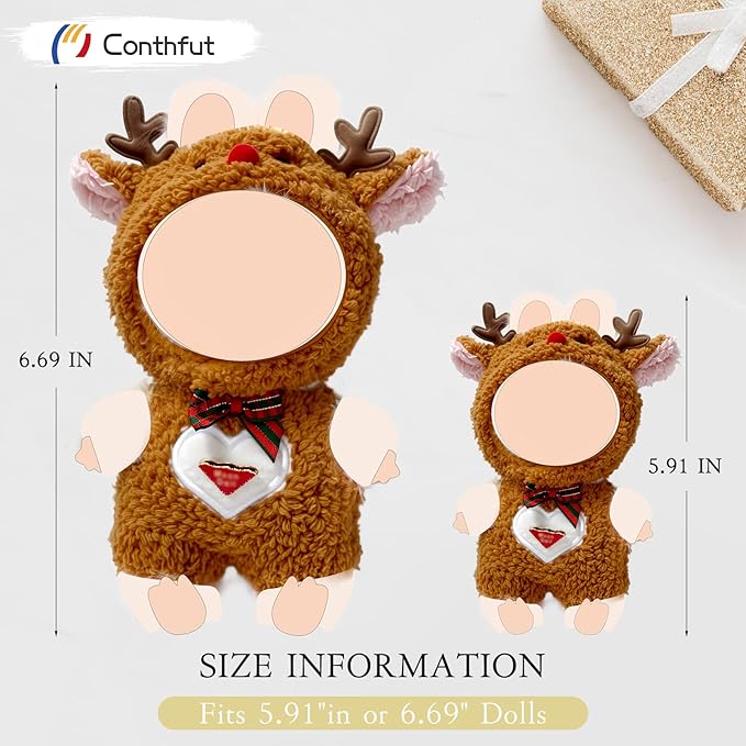 17cm Doll Clothes,Reindeer Outfit for Dolls Accessories,Clothes for Dolls Outfit,Christmas Clothes Set (No Doll)