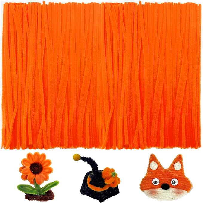 GAGANIU 200pcs Pipe Cleaners, Pipe Cleaners for crafts, Craft Supplies Chenille Stems for Art&Craft Christmas DIY projects(12inch*6mm,Orange)