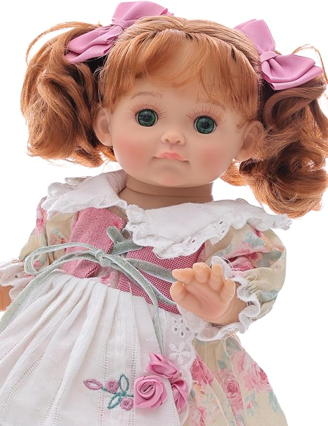 Baby Doll, 12 Inch Realistic Reborn Toddler Real Life Baby Dolls with Red Hair in Two Ponytails, Vintage Floral Dress, Premium Collectible Doll Gifts for 3+ Year Old Girls (Small)