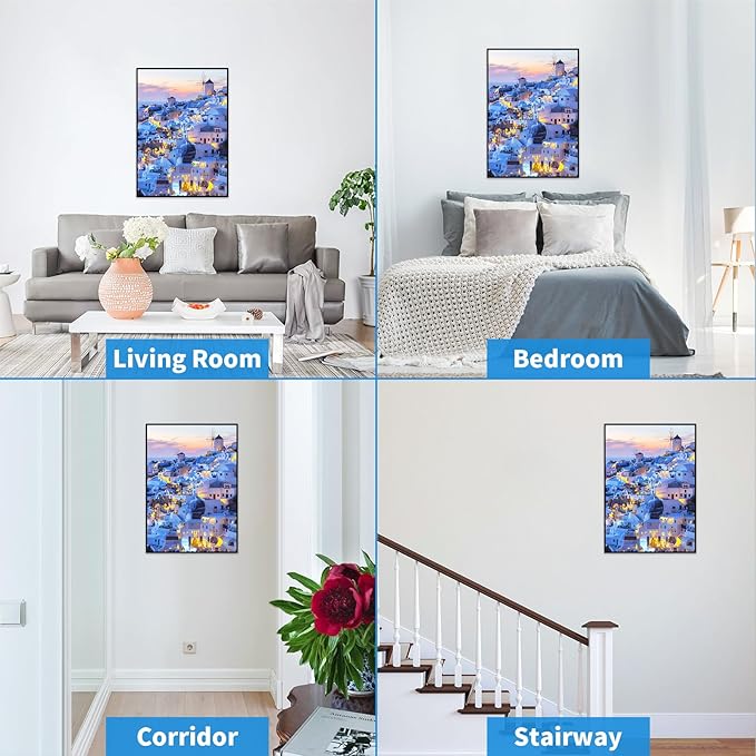 1000 Piece Puzzle for Adults Santorini Landscape Puzzles for Adults 1000 Pieces Skyline Sunset Jigsaw Puzzles 1000 Pieces Greece Buildings Puzzle Scenery Puzzles for Adults Teens Seniors