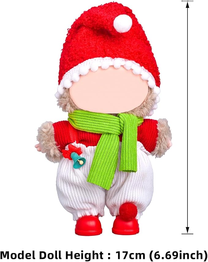 Clothes for Labubu 17cm Doll (NO Doll), 5 Piece Labubu Clothes Set, Cute Labubu Outfits with Accessories, Handmade Crochet La Bubu Doll Dress Up Set（Santa Claus）