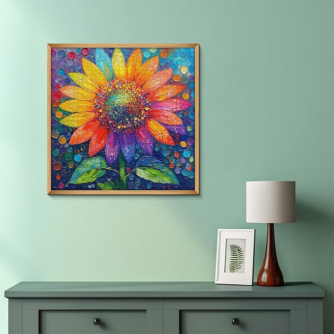 PICKFORU Sunflower Puzzles for Adults 1000 Pieces, Impossible Rainbow Flower Jigsaw Puzzles, Colorful Gradient Plant Puzzle 1000 Pieces as Wall Art Decor