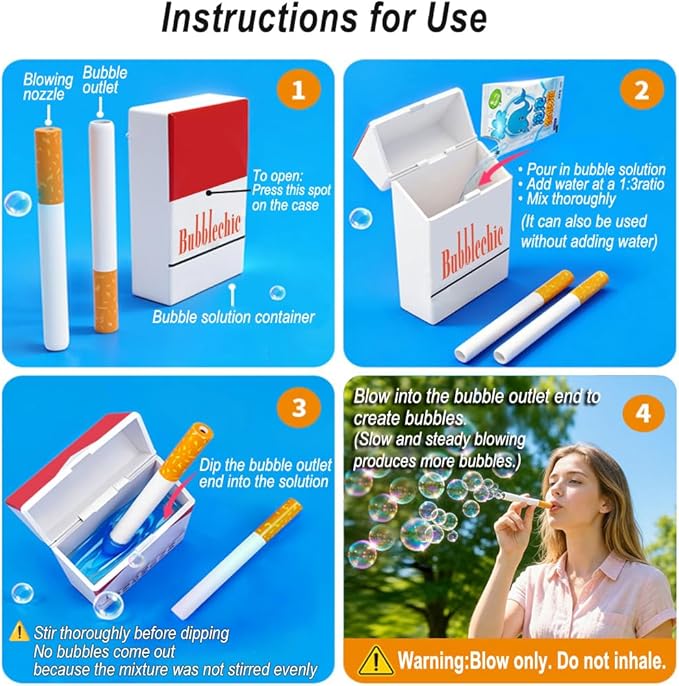 Novelty Stick Bubble Blower Set – Stress Relief Toy for Adults, Fun Gag Gift and Party Favor for Men, Women, Holiday Celebrations, Pranks and Relaxation (2 Pack)