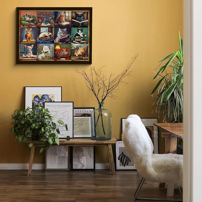 PICKFORU Vintage Puzzles for Adults - 1000 Pieces, Funny Cat Puzzles Collection, Retro Animal Puzzle