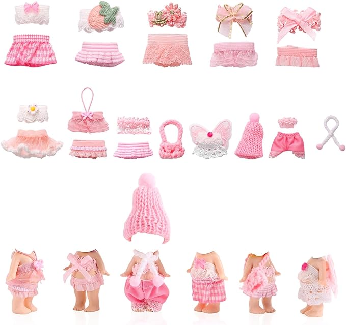 10 Sets Doll Outfits for 3 Inch/7.5-8cm Doll Pack, Mini Toys Clothes Pack with Tops & Skirts & Accessories Mini Figure Costume Clothing for Collector Display and Decoration
