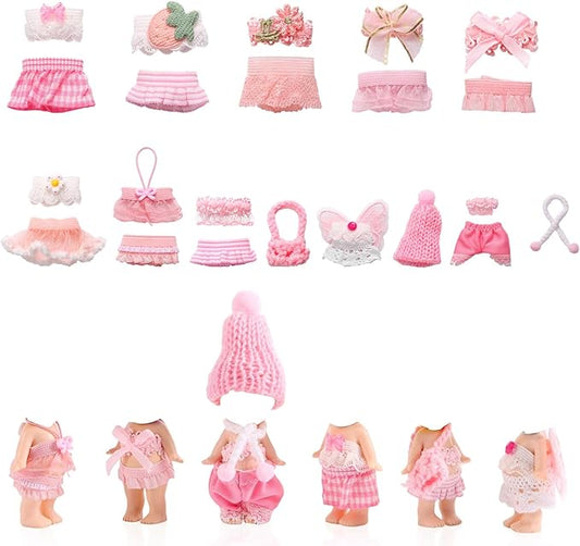 10 Sets Doll Outfits for 3 Inch/7.5-8cm Doll Pack, Mini Toys Clothes Pack with Tops & Skirts & Accessories Mini Figure Costume Clothing for Collector Display and Decoration