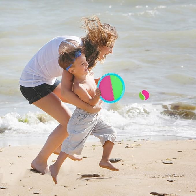 Toss and Catch Ball Set Outdoor Indoor Beach Games Kids Toys with 4 Paddles 4 Balls 1 Storage Bag Playground Balls for Kids